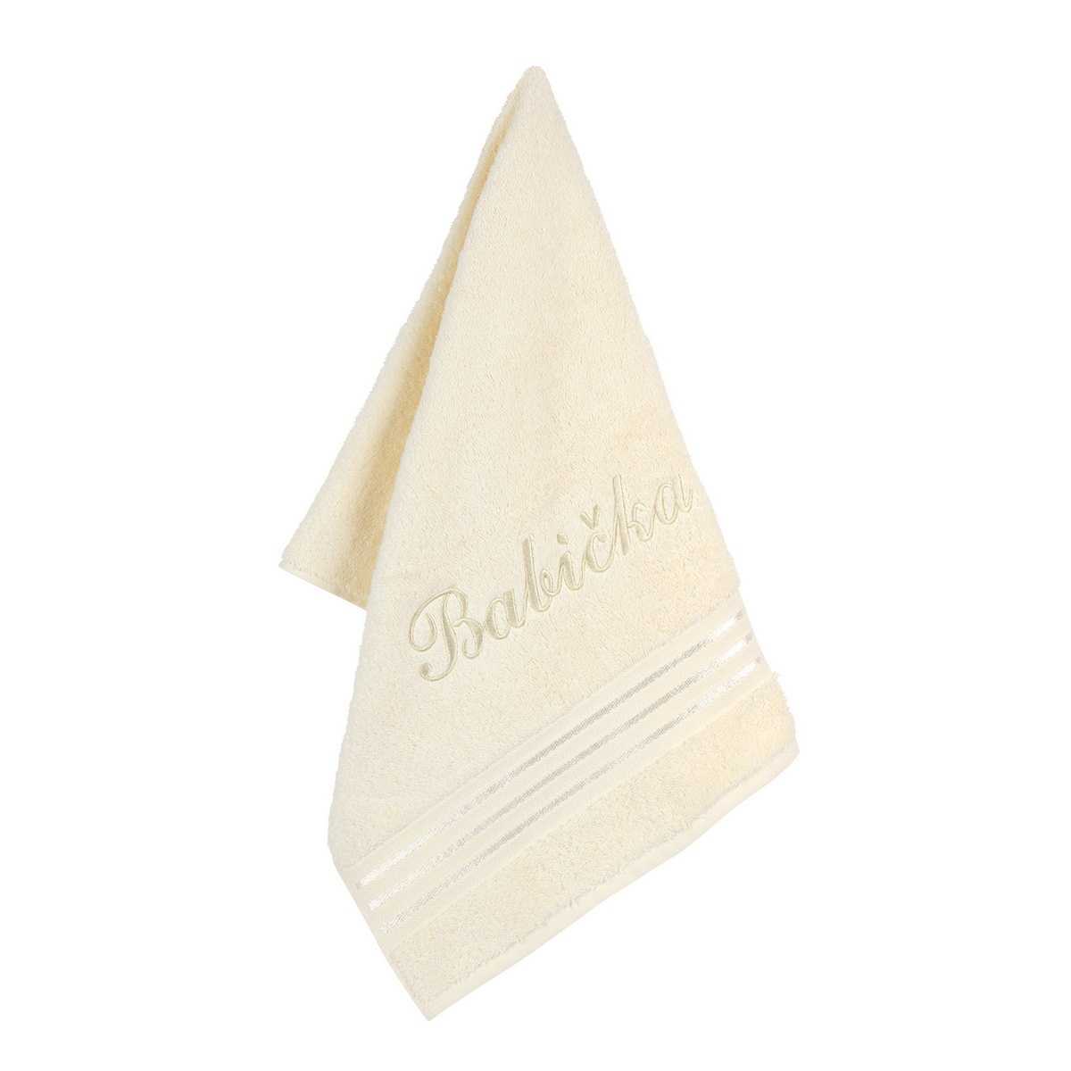 Bellatex Froté ručník s výšivkou Babička vanilková Bellatex