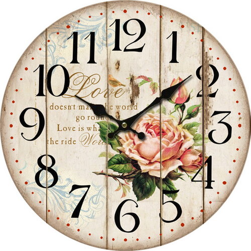 Dřevěné nástěnné hodiny Flower of love