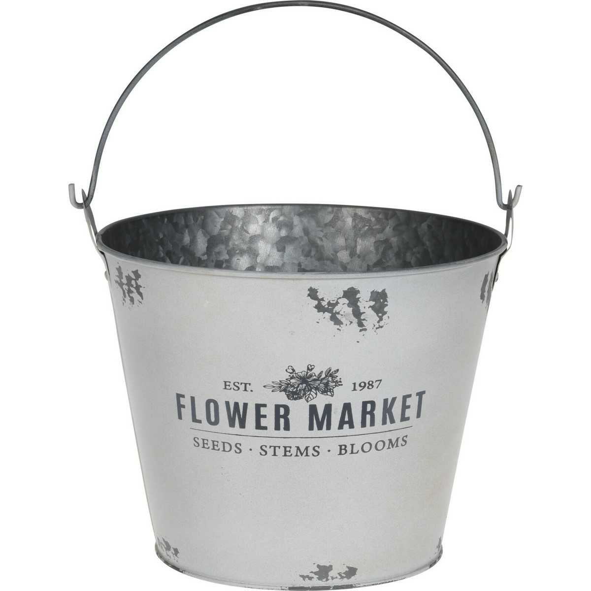Kovový obal na květináč Flower market šedá