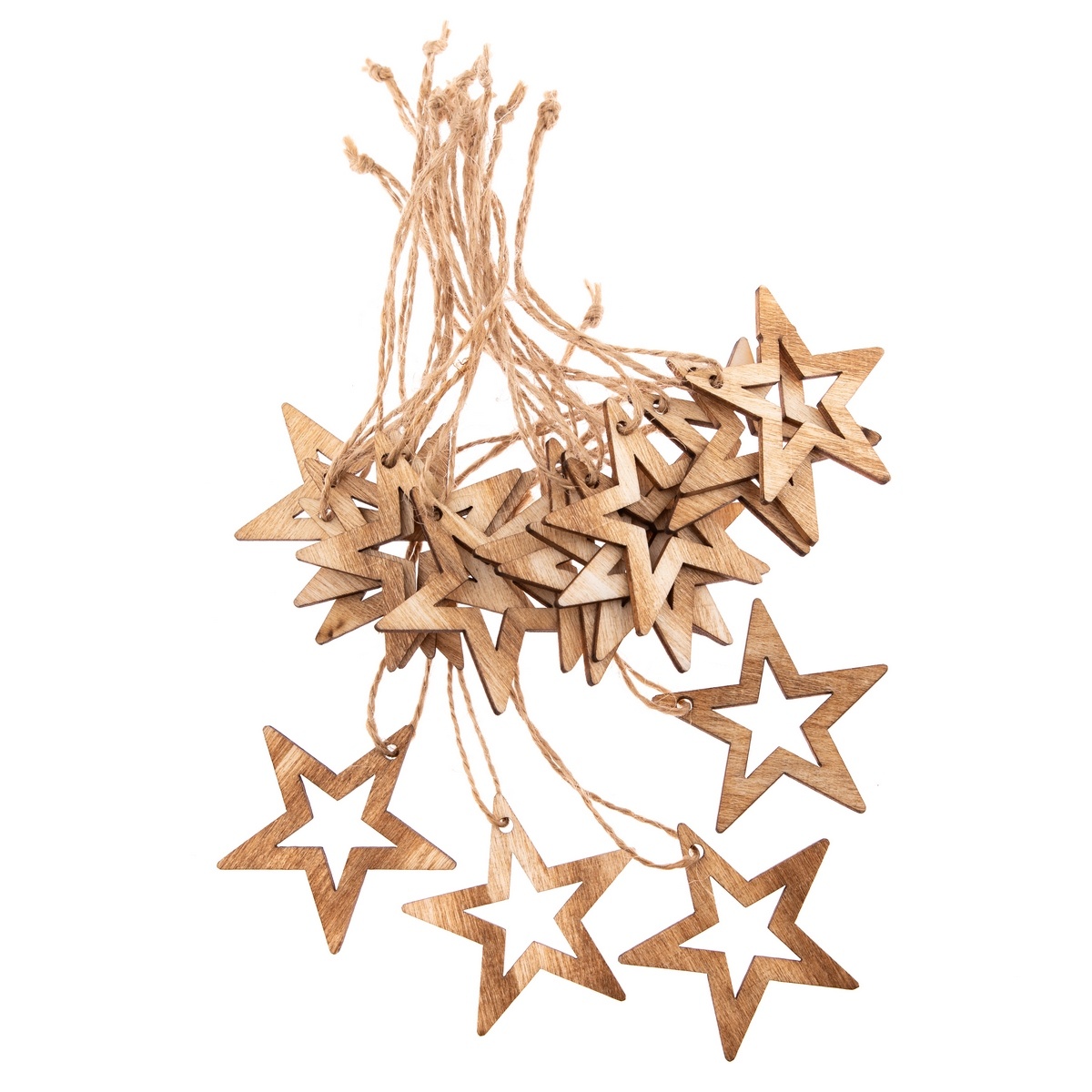 Sada vánočních dřevěných ozdob Hvězda natur