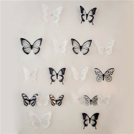 Samolepicí 3D motýlci černo-bílá