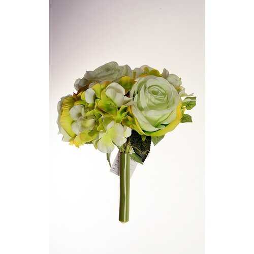 Umělá kytice Růže s hortenzií zelená