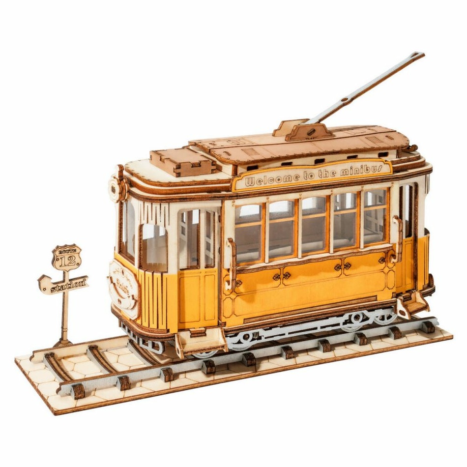 RoboTime dřevěné 3D puzzle Historická tramvaj Robotime