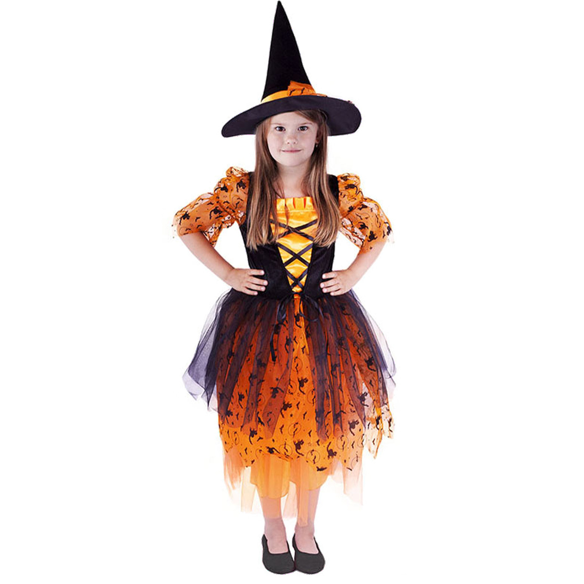 Rappa Dětský kostým oranžová Čarodějnice/Halloween Rappa