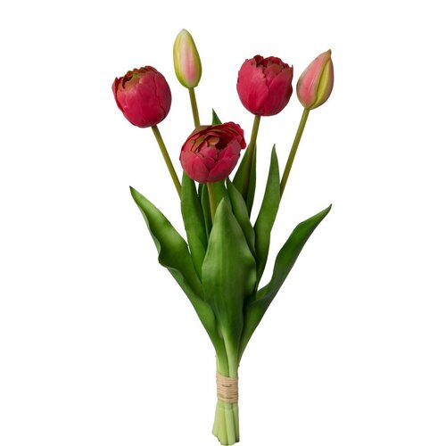 Umělý svazek tulipánů sv. 5 ks  sv. červená