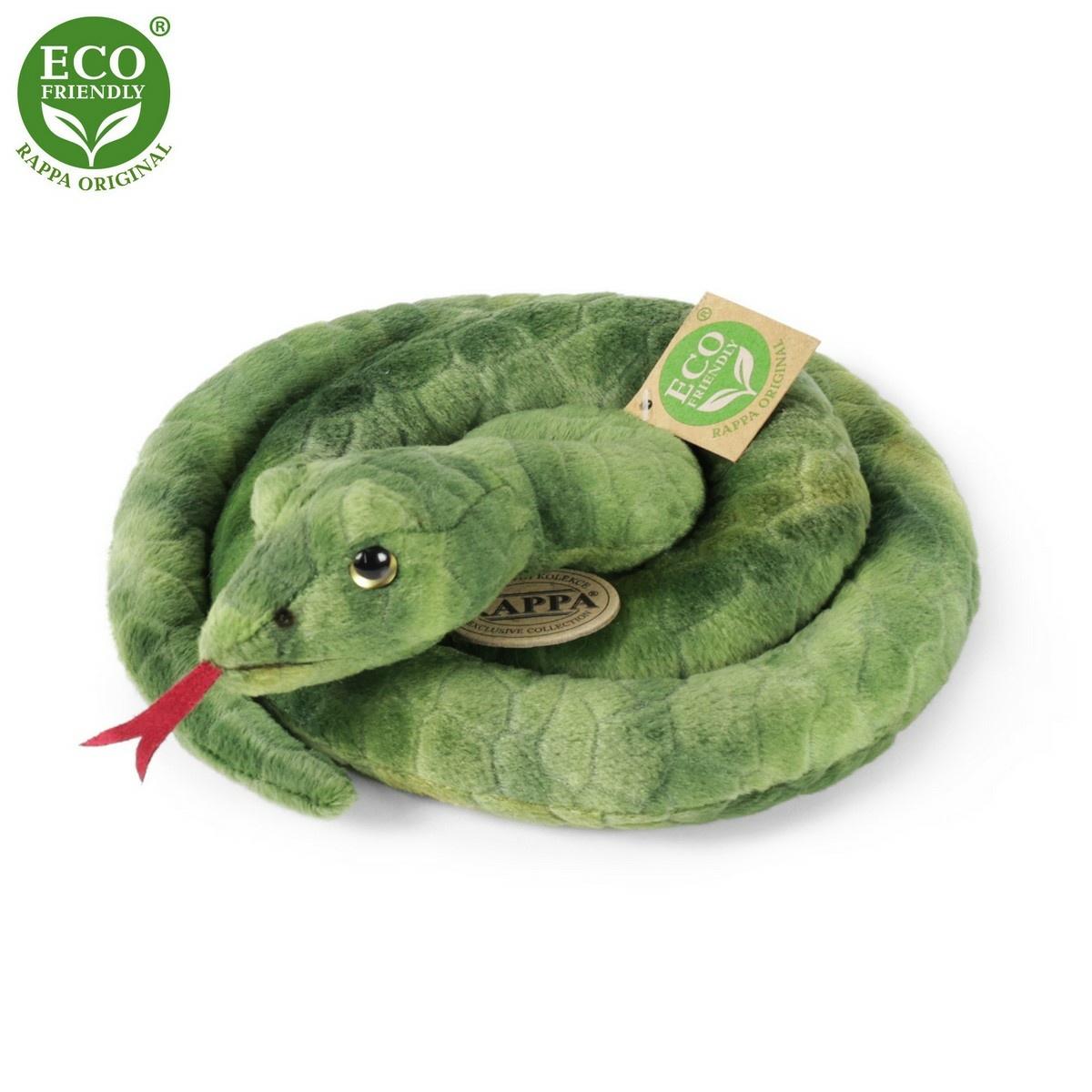 Rappa Plyšový had zelený 90 cm ECO-FRIENDLY Rappa