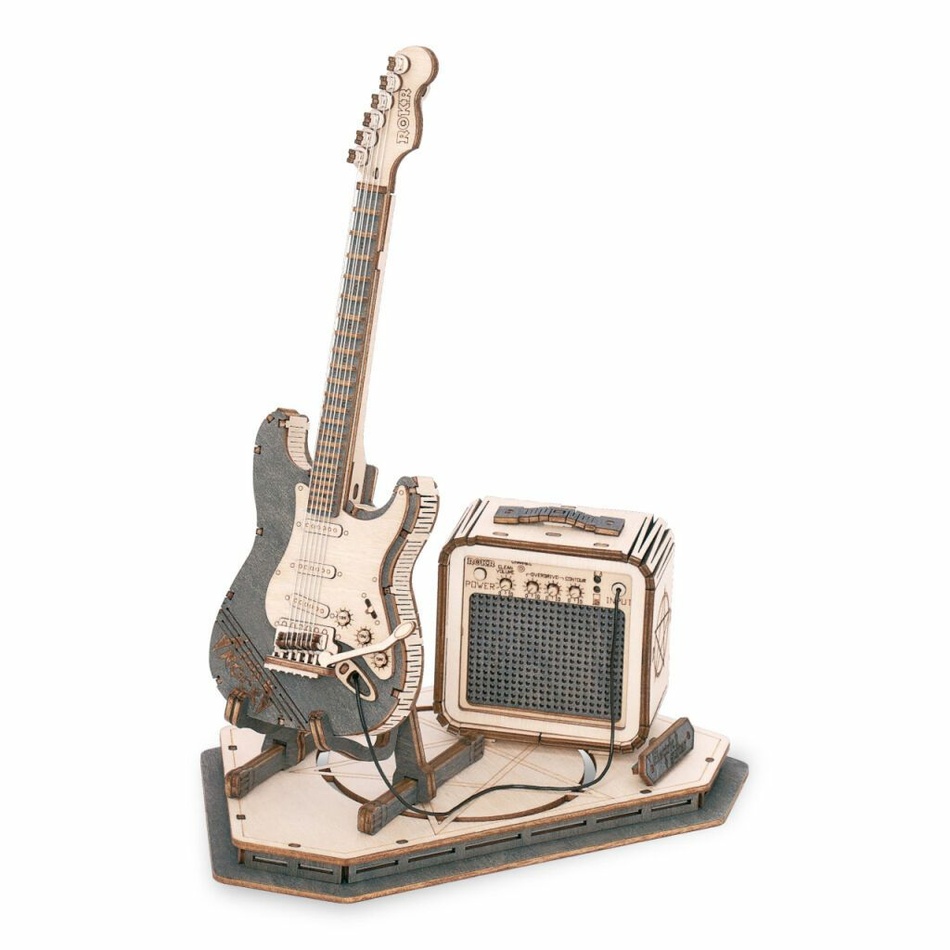 RoboTime 3D dřevěné puzzle Elektrická kytara Robotime