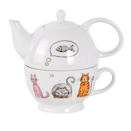 TORO Porcelánová konvička se šálkem kočka a pes 470ml Toro