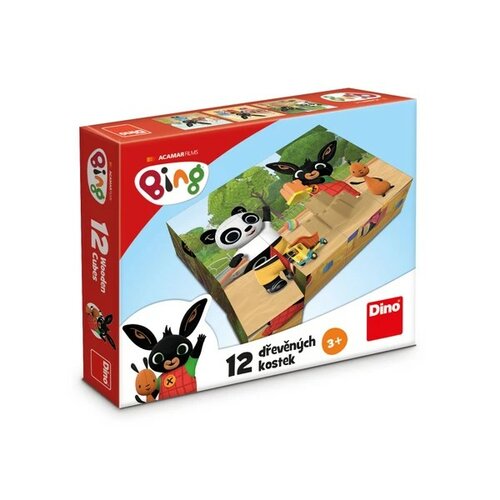 Dino BING 12 Dřevěné licenční kostky Dino Toys