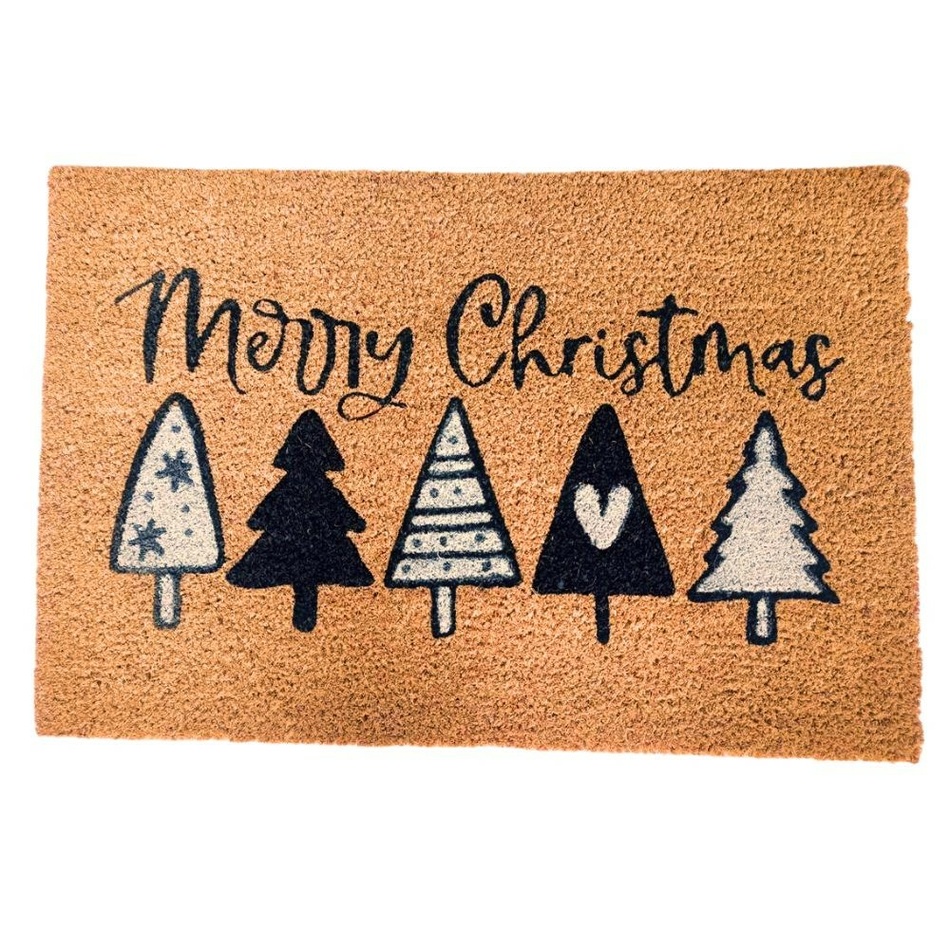 Home Elements Kokosová rohožka Merry Christmas Stromky