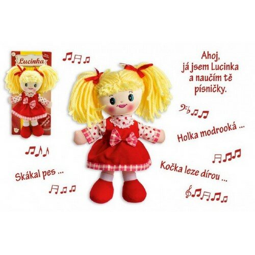 Teddies Panenka Lucinka hadrová plyš 30 cm česky zpívající na kartě Teddies