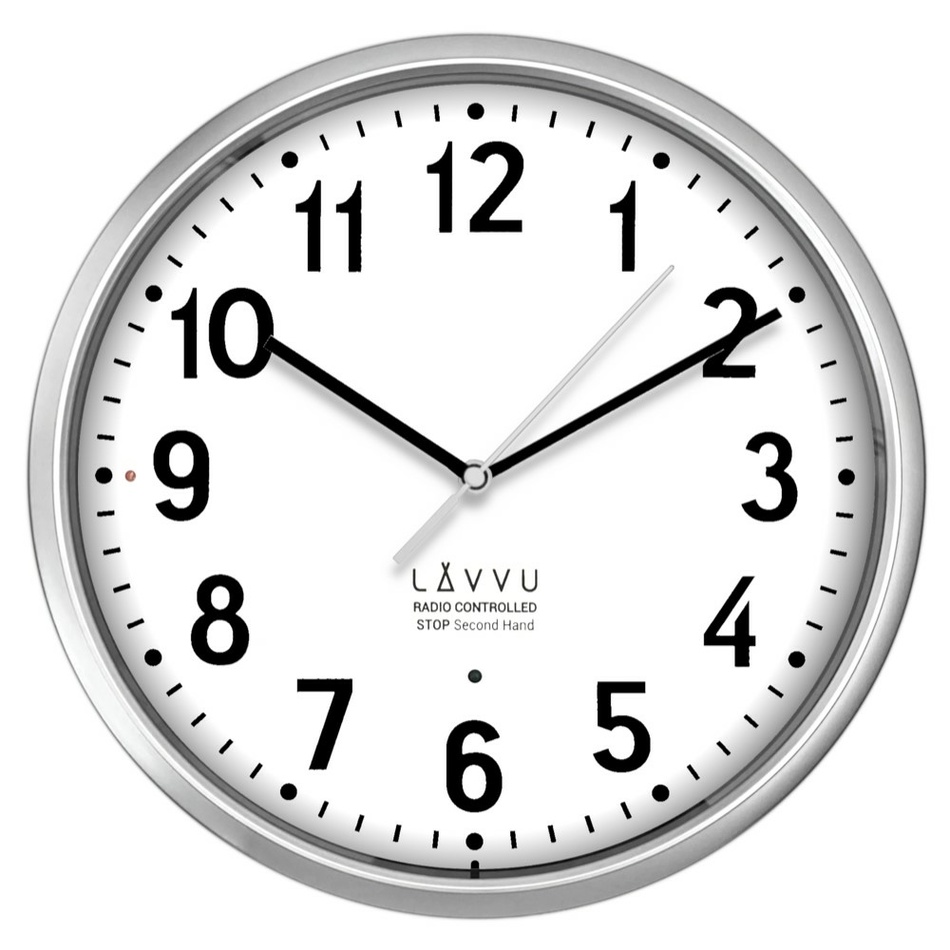 LAVVU Stříbrné hodiny Accurate Metallic Silver řízené rádiovým signálem Lavvu