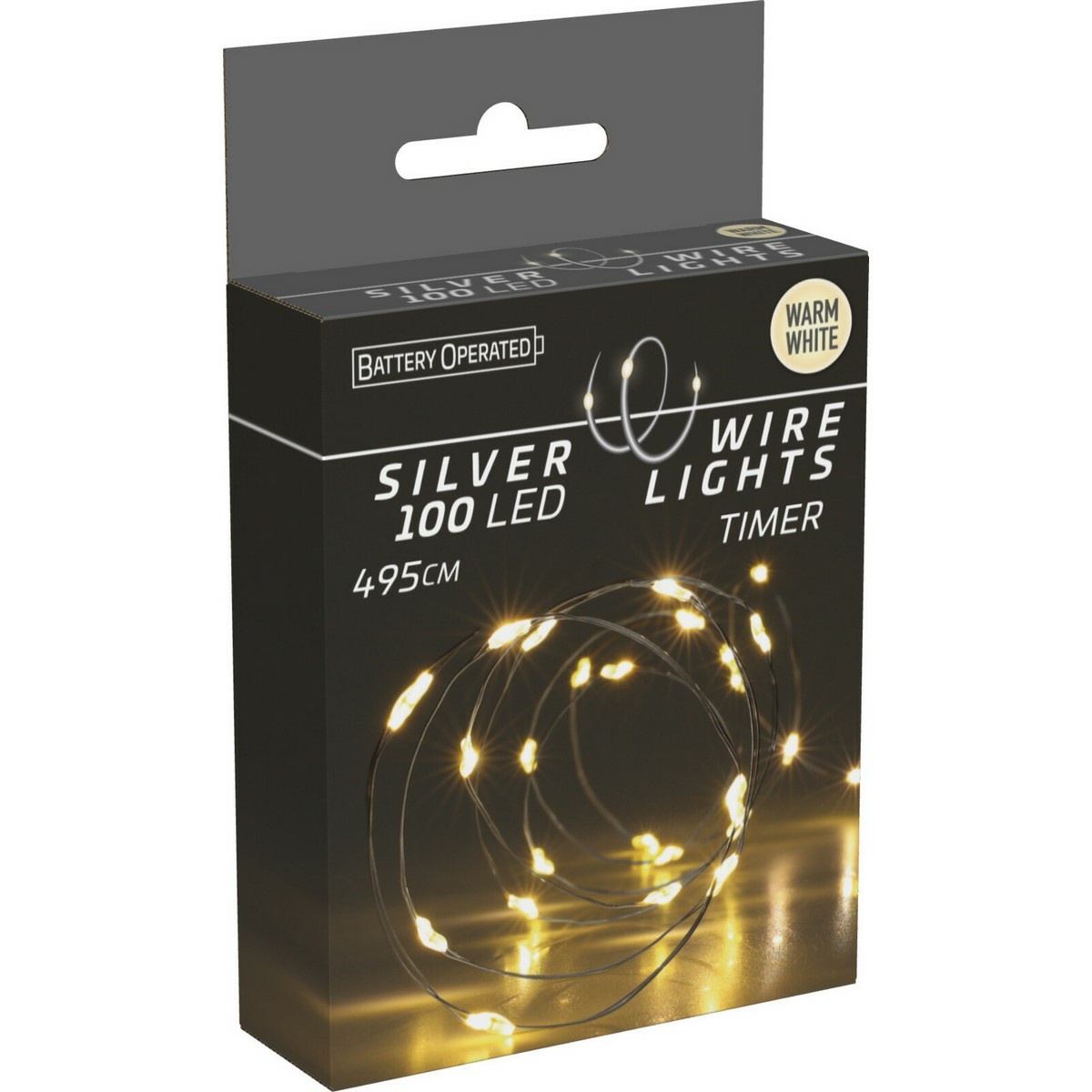 Světelný drát s časovačem Silver lights 100 LED