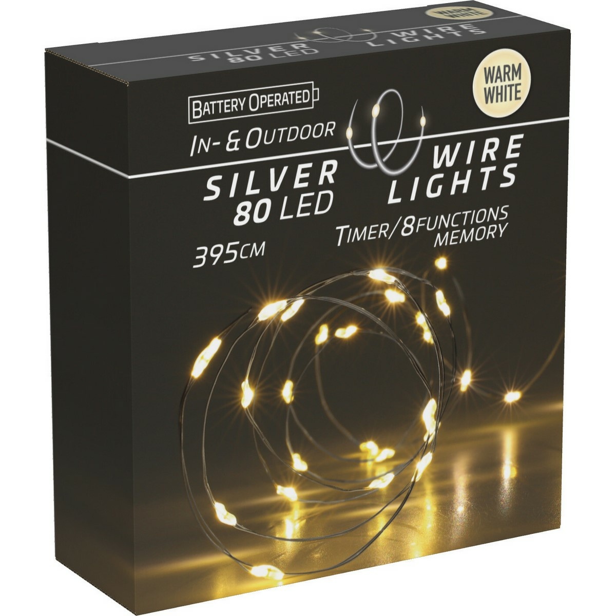 Světelný drát s časovačem Silver lights 80 LED