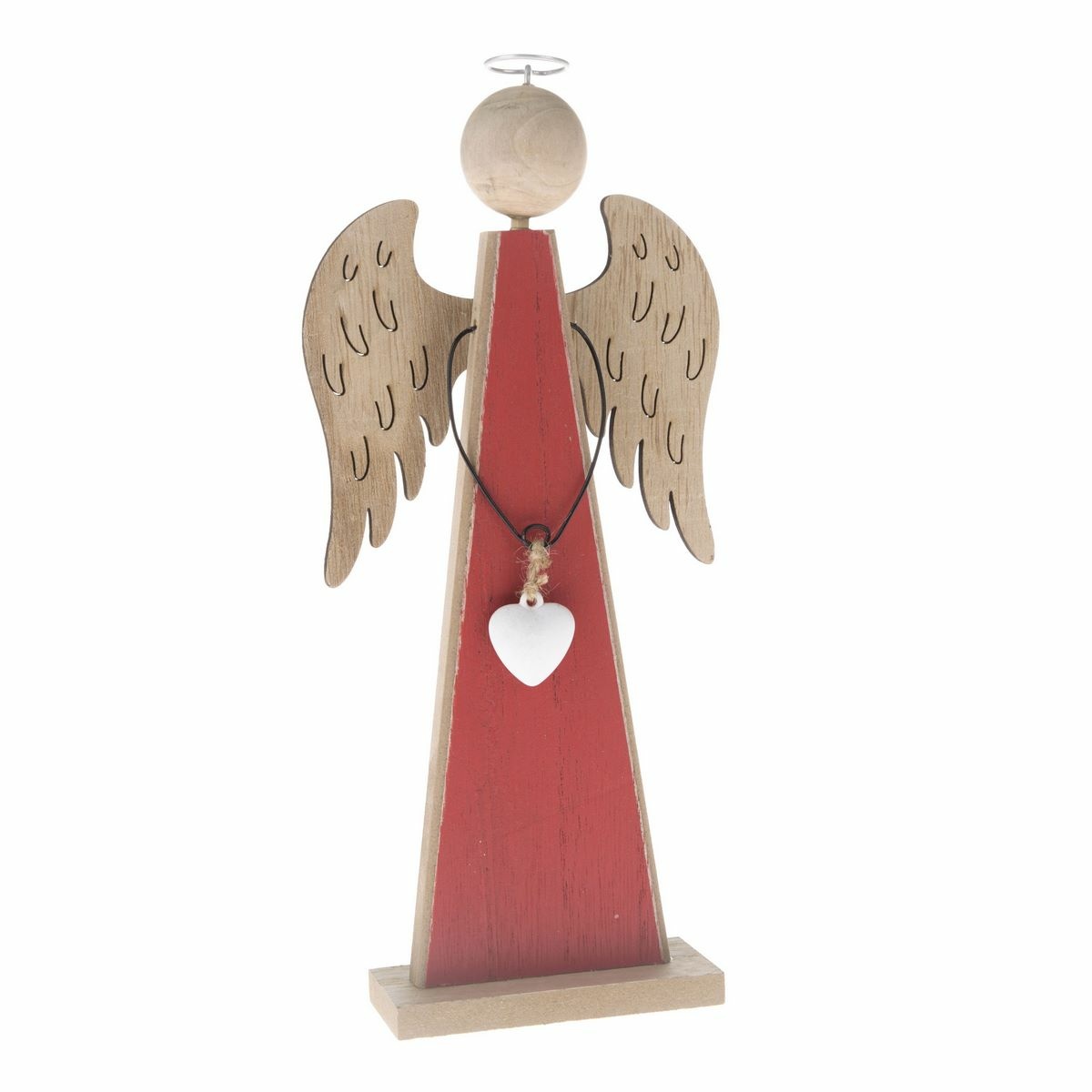 Vánoční dřevěná dekorace Modern angel červená