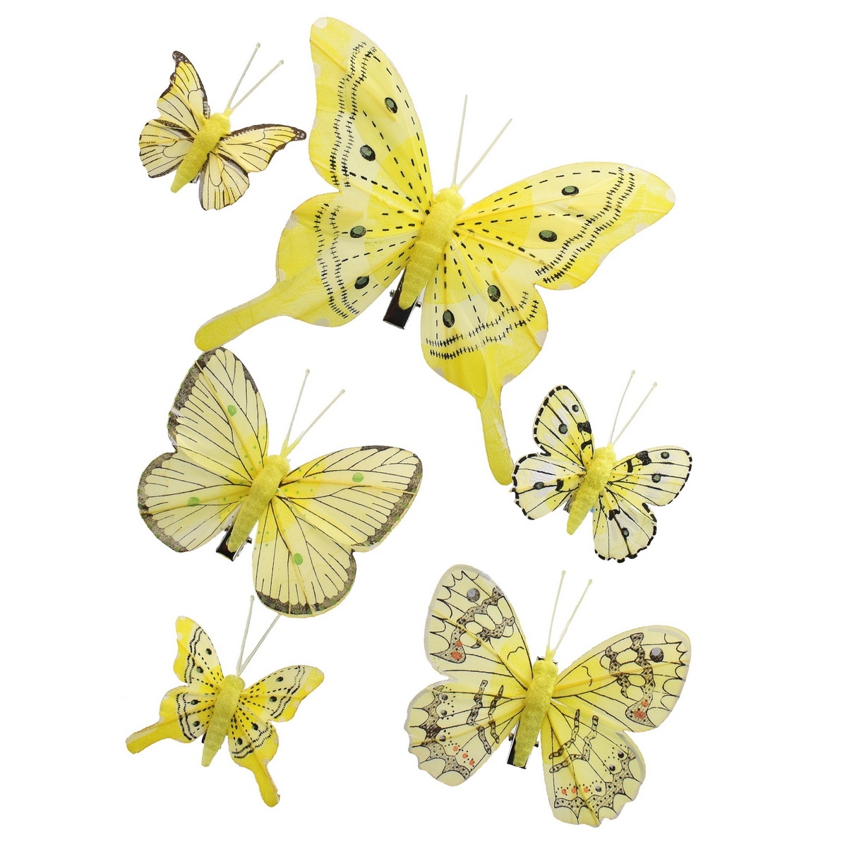 Sada žlutých motýlků se skřipcem