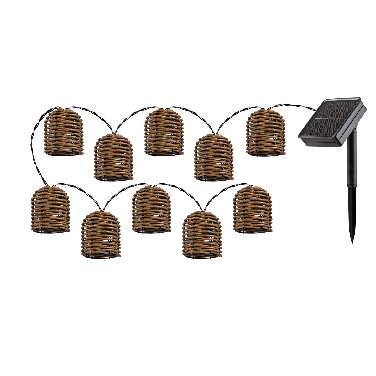 Rabalux 77047 solární LED řetěz s 10 ratanovými kloboučky Rupit Rabalux