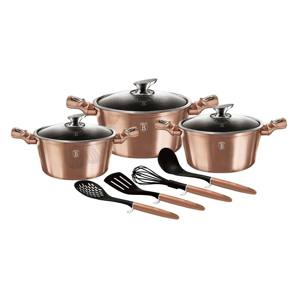 Berlinger HausSada hrnců s mramorovým povrchem 10 ks Rosegold Metallic Line Berlinger Haus