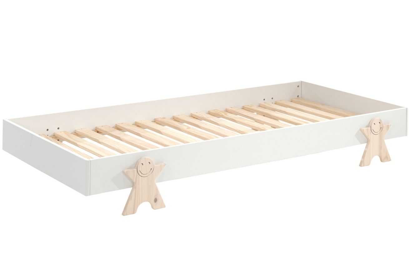 Bílá lakovaná stohovatelná postel Vipack Modulo Smiley 90 x 200 cm