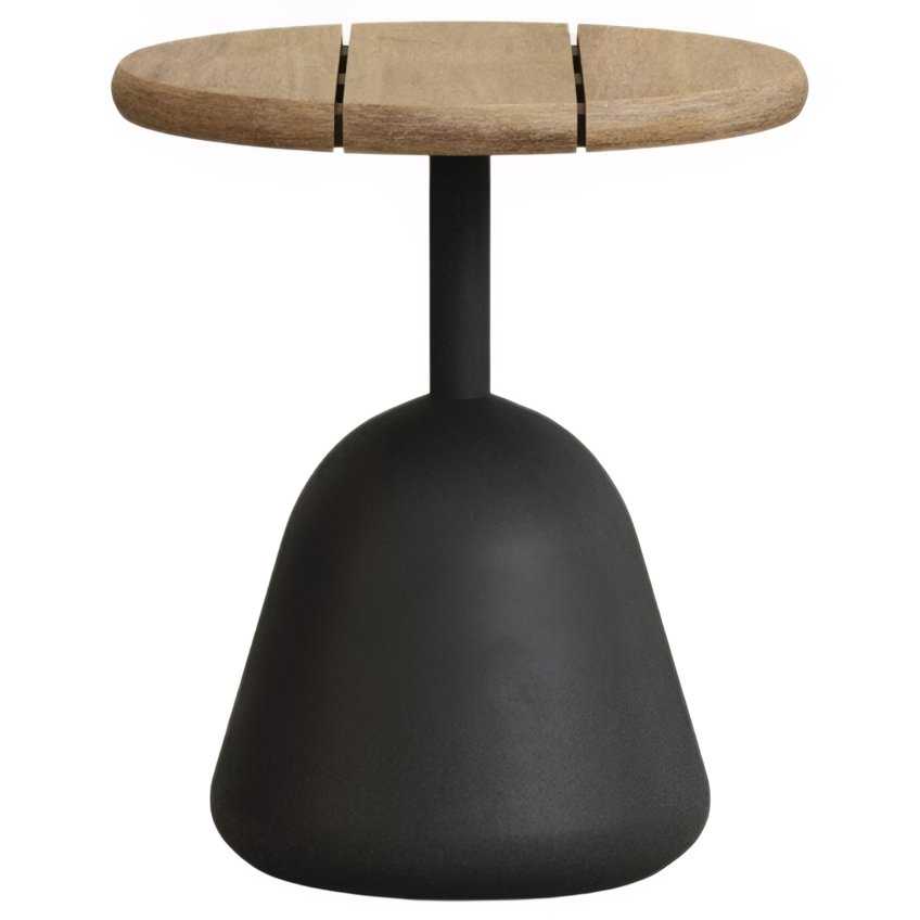 Dřevěný zahradní stolek Kave Home Saura 43 cm s černou podnoží