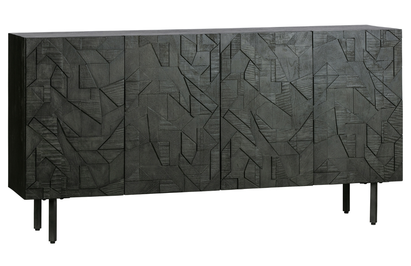 Hoorns Černá dřevěná komoda Country 160 x 40 cm