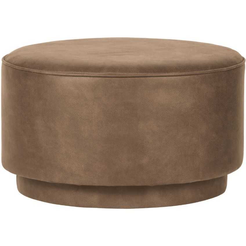 Hoorns Koňakově hnědý koženkový puf Harlow 60 cm