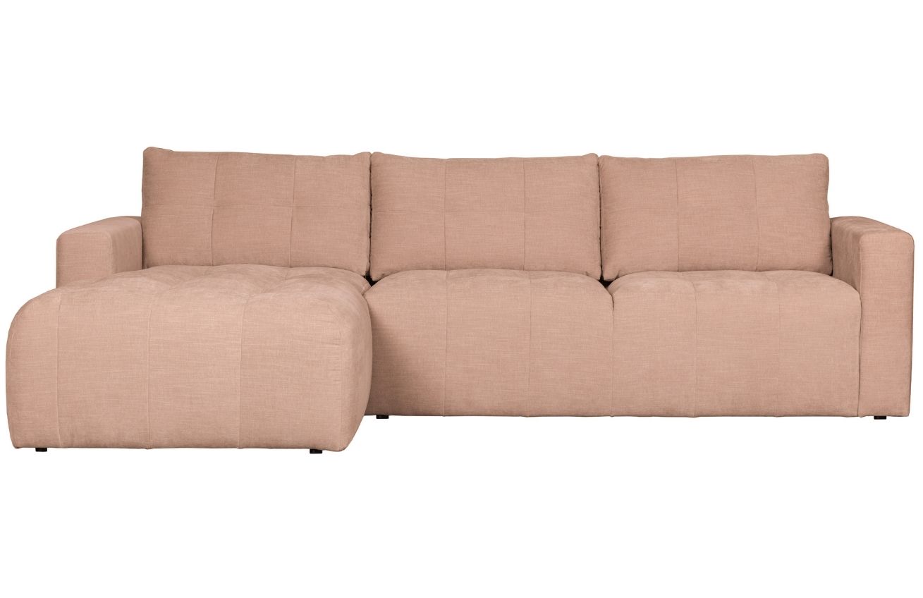 Hoorns Růžová látková rohová pohovka Rosa 280 cm