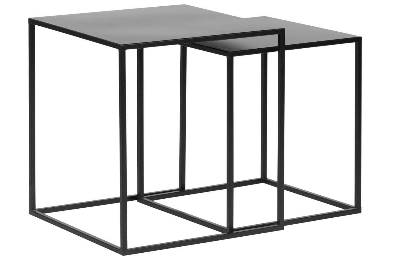 Hoorns Set dvou černých odkládacích stolků Nodens 40 x 40/45 x 45 cm