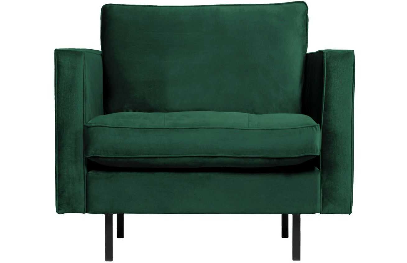 Hoorns Zelené sametové křeslo Raden s prošíváním