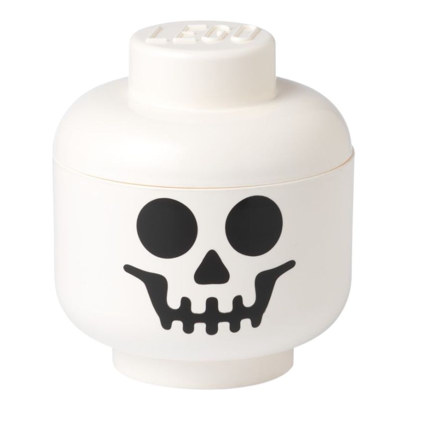 Lego® Bílý úložný box ve tvaru hlavy LEGO® Skeleton 19 cm
