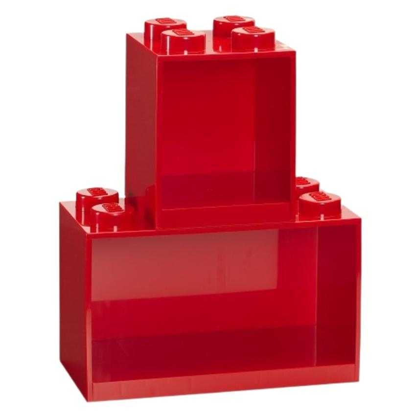 Lego® Set dvou červených nástěnných polic LEGO® Brick