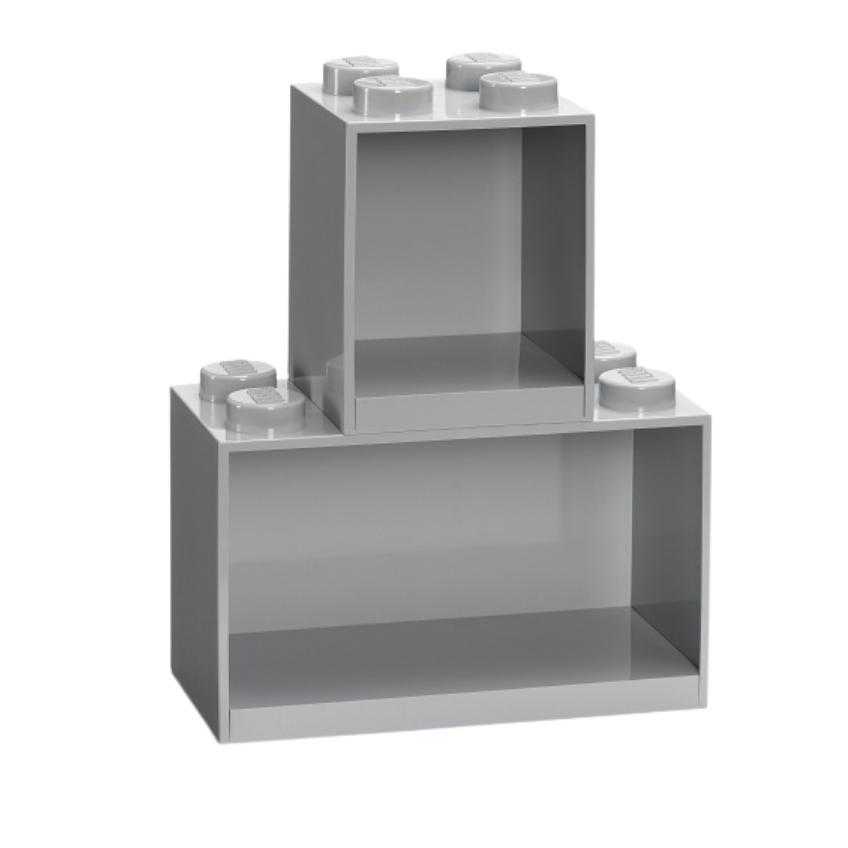 Lego® Set dvou šedých nástěnných polic LEGO® Brick
