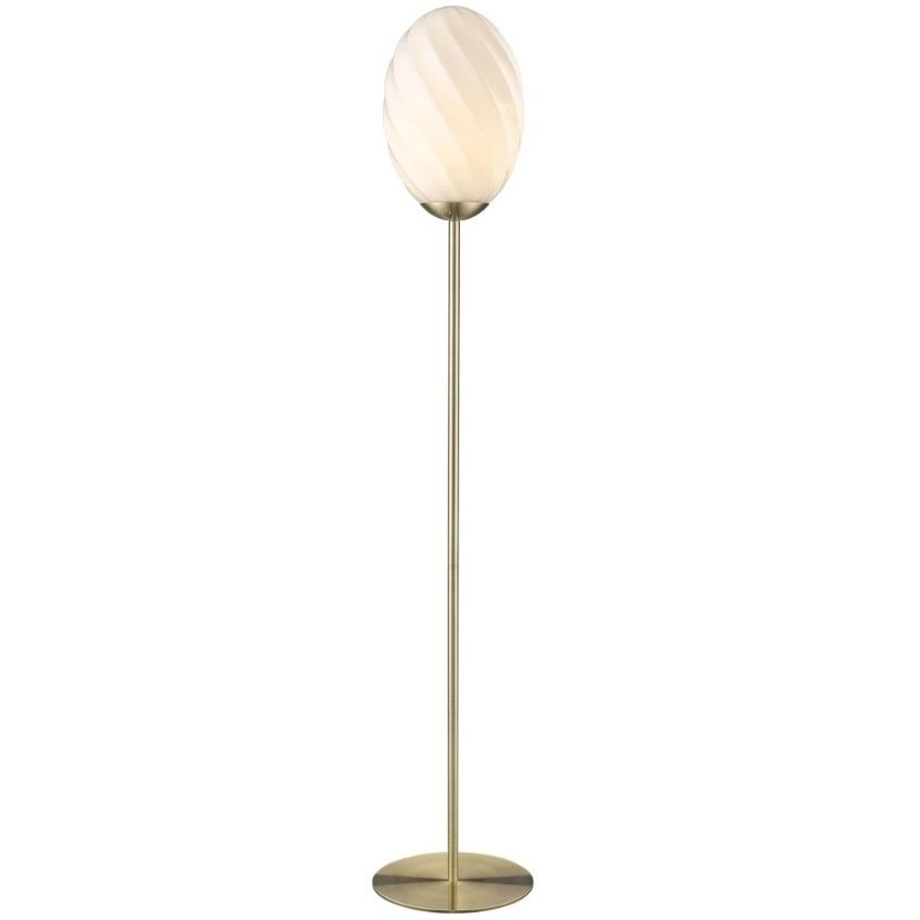 Mosazná skleněná stojací lampa Halo Design Twist 145 cm