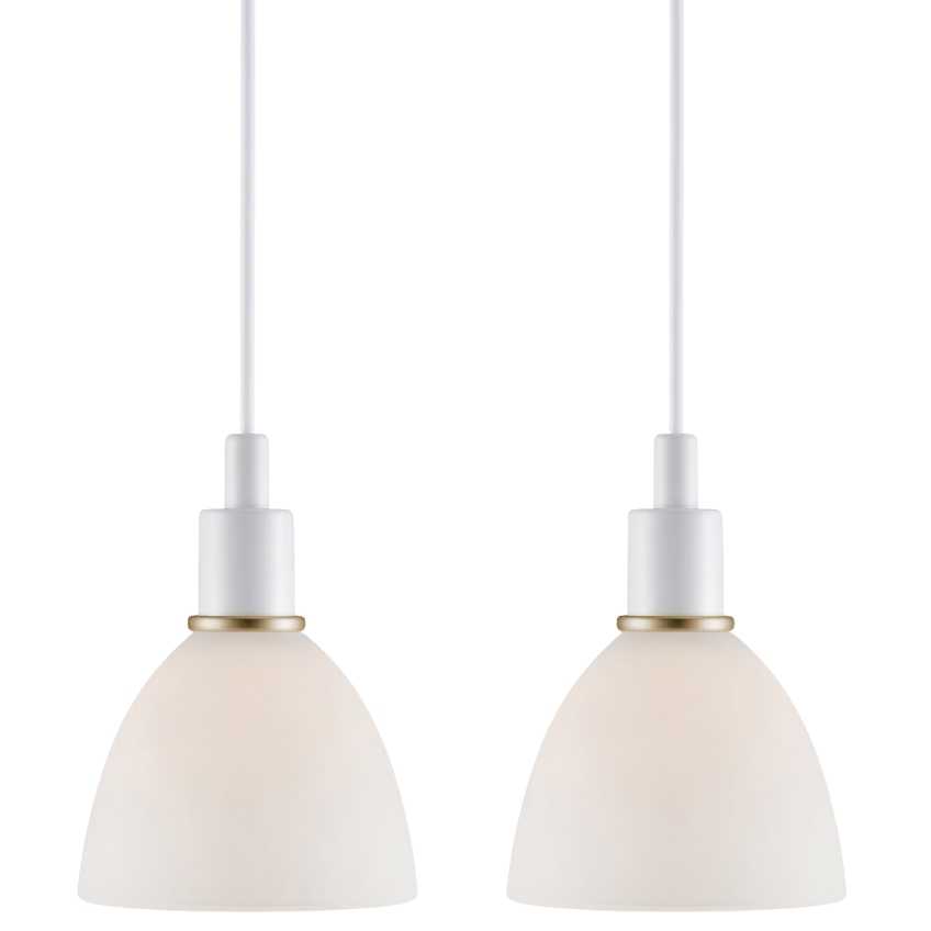 Nordlux Set dvou opálově bílých skleněných závěsných světel Ray 12 cm s bílým zavěšením