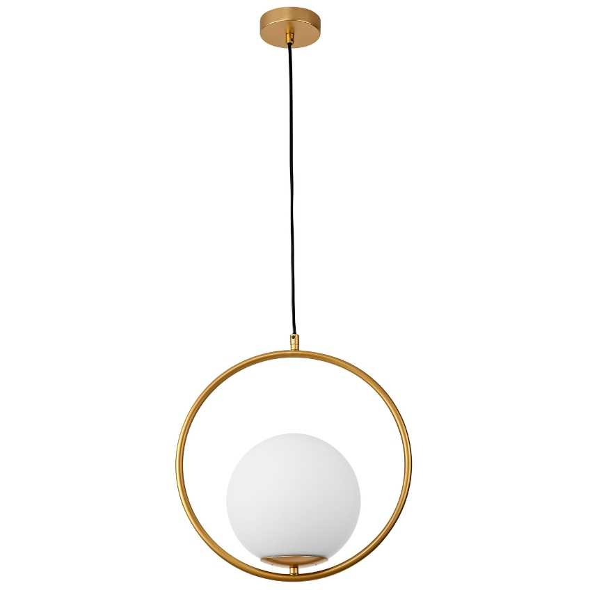 Opálově bílé skleněné závěsné světlo Nova Luce Obitar 35 cm