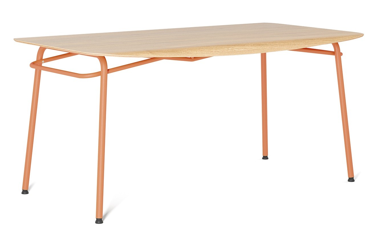 Oranžový dubový jídelní stůl Tabanda Troj 160x80 cm