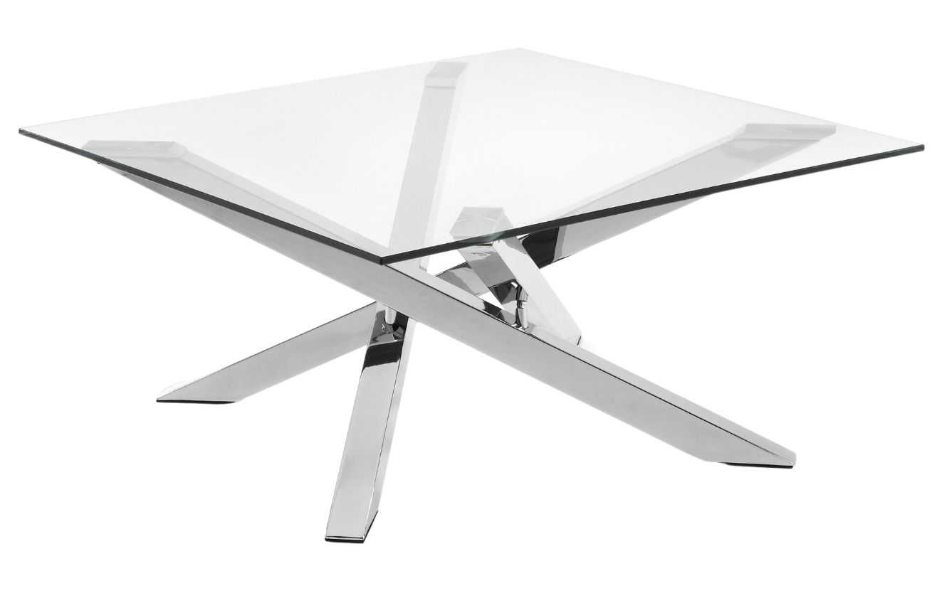 Skleněný konferenční stolek Kave Home Kamido 90 x 90 cm s kovovou podnoží