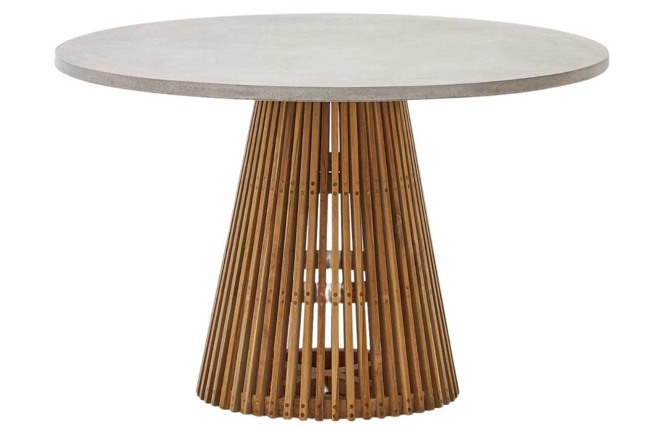 Teakový zahradní stůl s šedou deskou Kave Home Alcaufar 120 cm