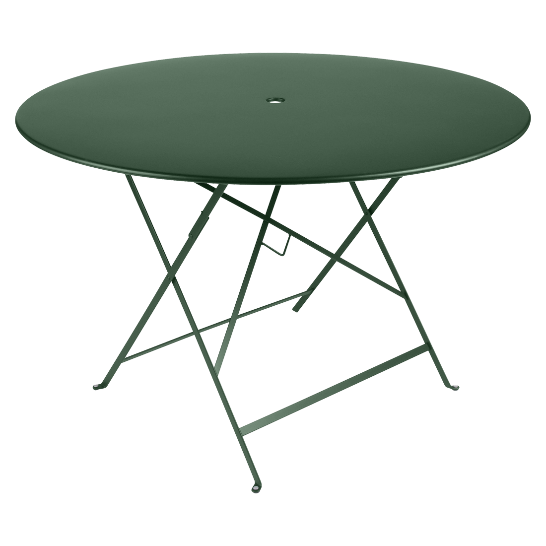 Tmavě zelený kovový skládací stůl Fermob Bistro Ø 117 cm