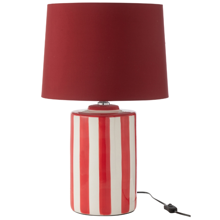 Červeno-bílá porcelánová stolní lampa J-line Listro