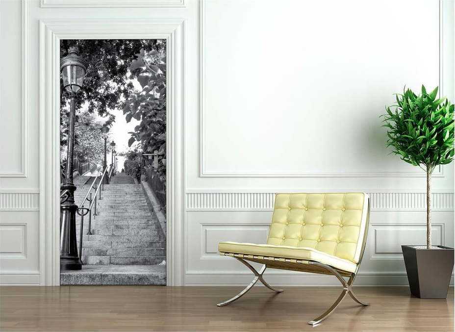 Adhezivní samolepka na dveře Ambiance Parisian Stairs