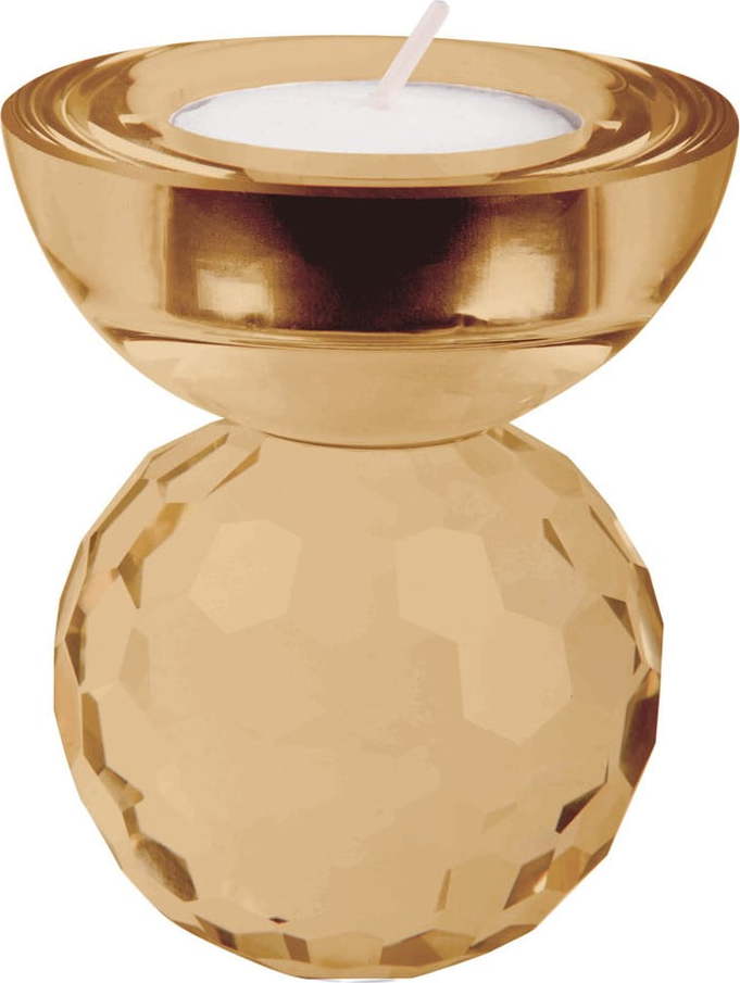 Béžovožlutý skleněný svícen Crystal Art - PT LIVING