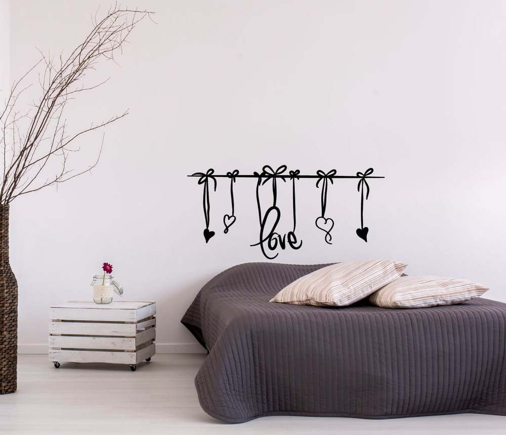 Bílá samolepka Ambiance Love Headboard