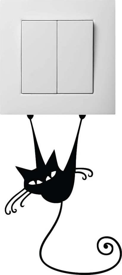 Černá samolepka na vypínač Ambiance Acrobat Cat