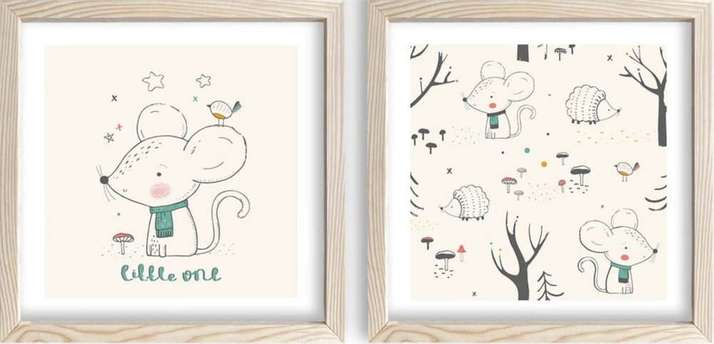 Dětské obrázky v sadě 2 ks 33x33 cm Little One – Wallity
