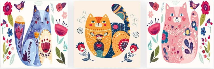 Dětské obrázky v sadě 3 ks 30x30 cm Cats – Wallity