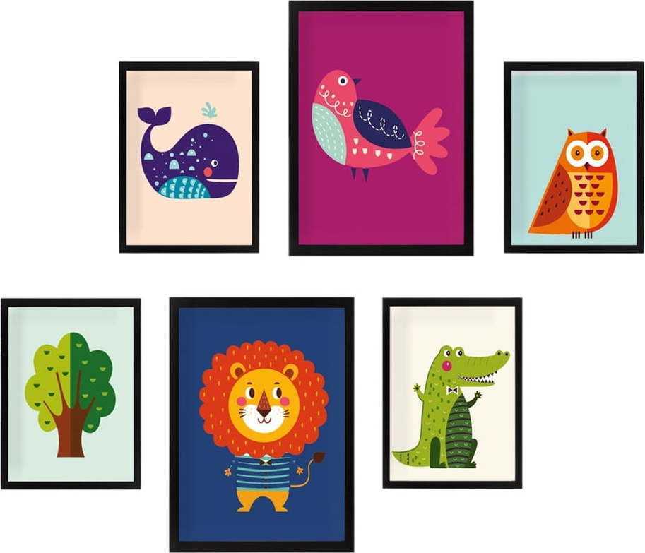 Dětské obrázky v sadě 6 ks Animals – Wallity