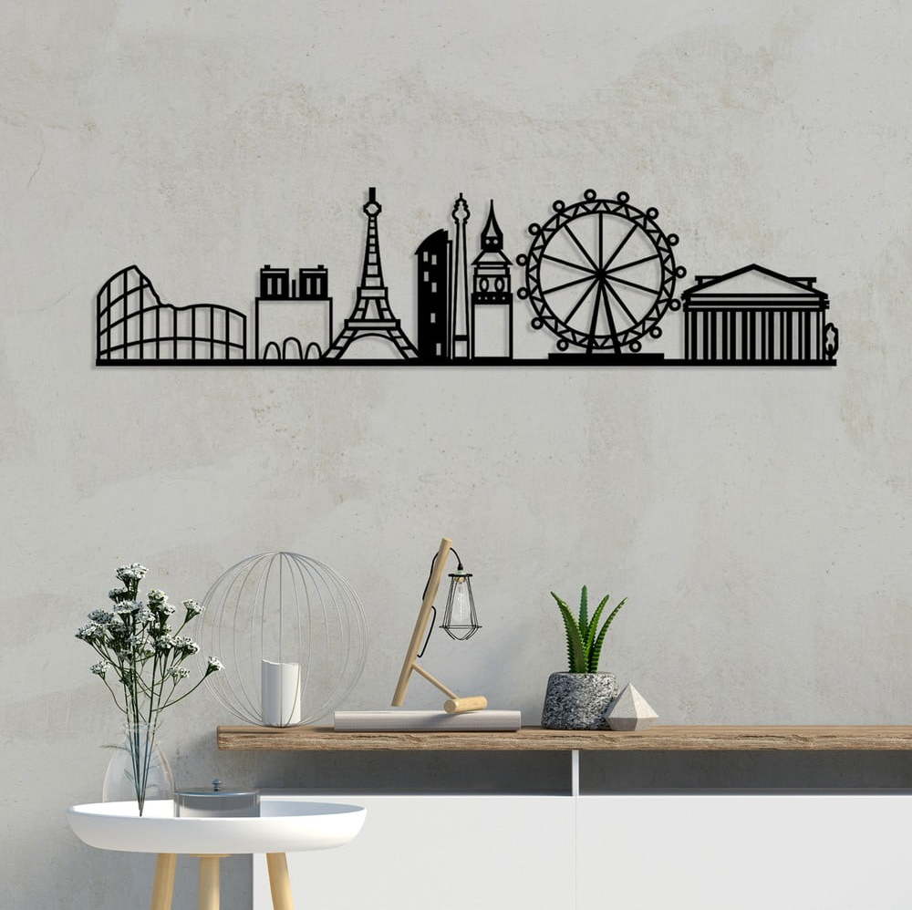 Kovová nástěnná dekorace 120x29 cm Cities – Wallity