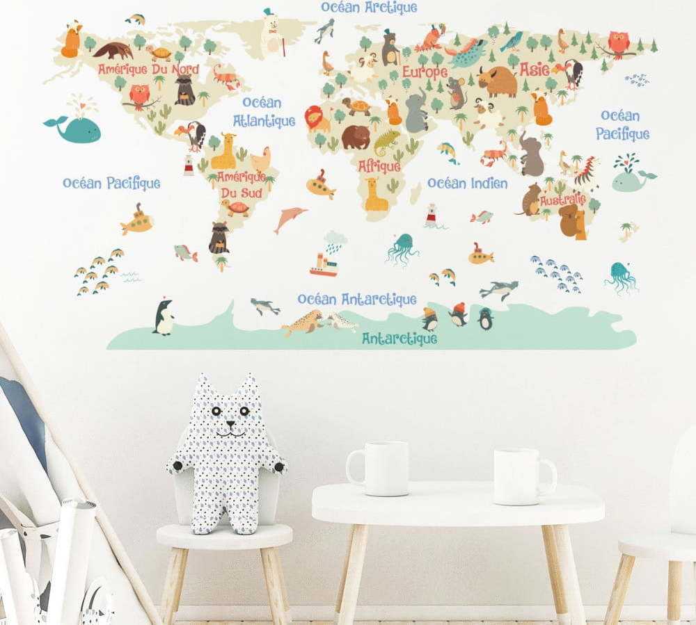 Nástěnná samolepka Ambiance Pastel World Map