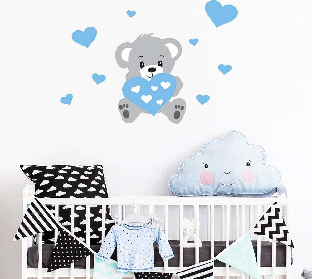 Nástěnná samolepka Ambiance Teddy Blue